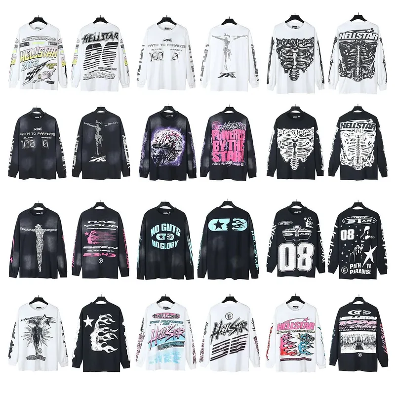 Cross border 2024 Hellstar TShirt Autumn Fashionable High Street Loose Long Sleeve T shirt for Men and Women 96 - Image 1