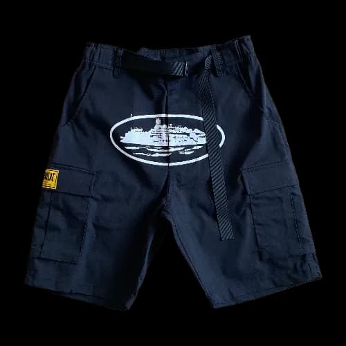 corteiz cargo shorts black