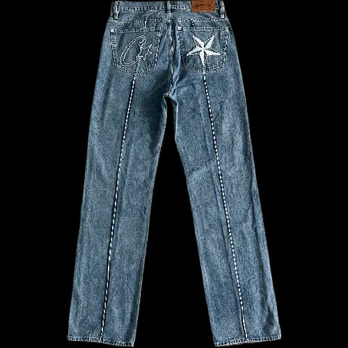 corteiz jeans steaked  c-star denim