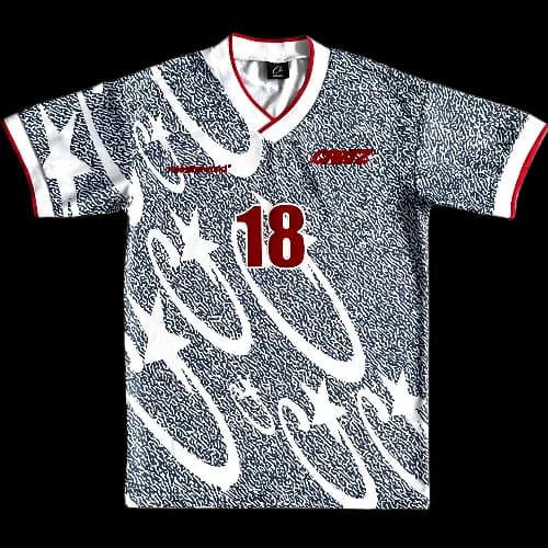 corteiz jersey tee football Blue and white all-over printed