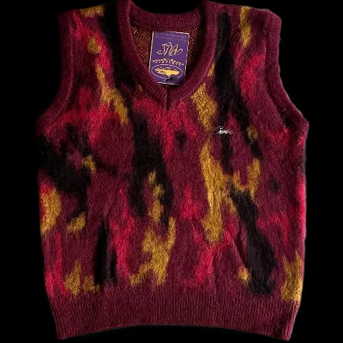 corteiz gilet Mohair Knit Red Yellow Black Camo
