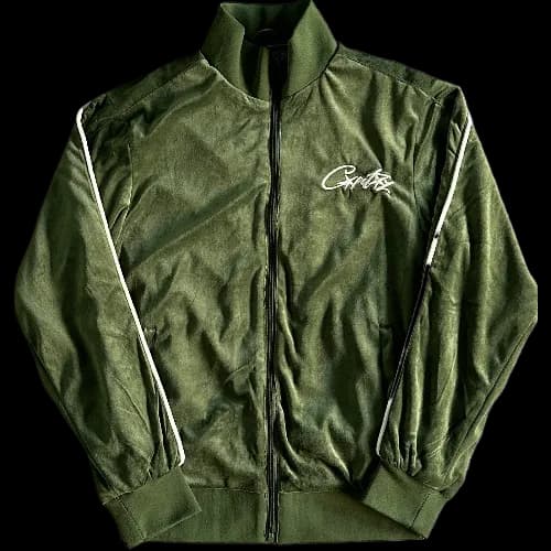 corteiz Velor tracksuit top – Green