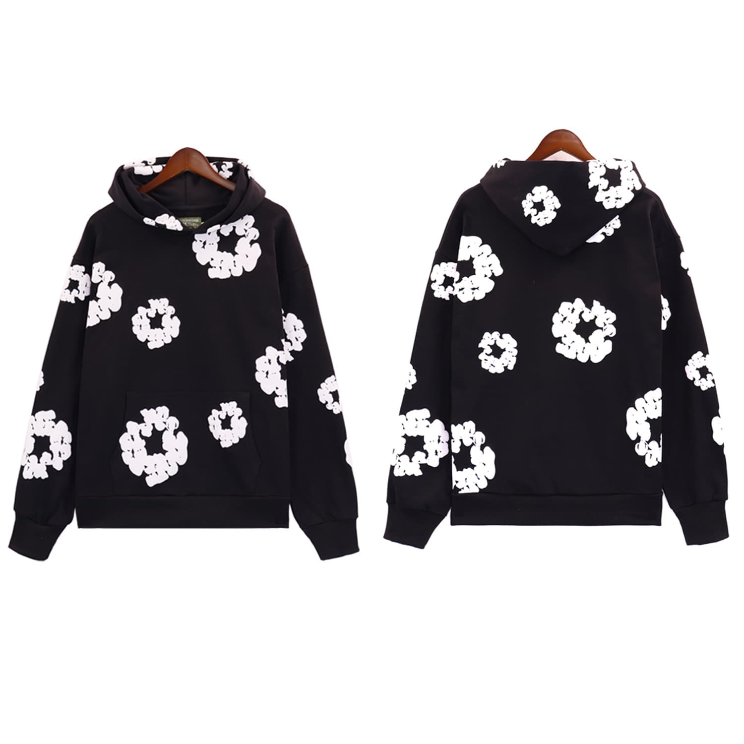 秋冬季新款情侣套装卫衣长裤加绒卫衣DENIM 主线木棉花美式连帽衫