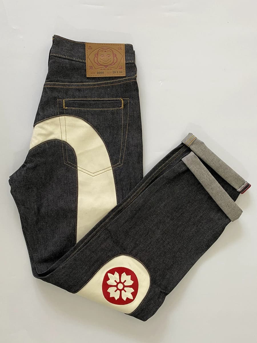 Chasing the trend of Fukushen jeans for men, trendy brand large M printed straight loose trendy personality jacquard embroidery original pulp pants