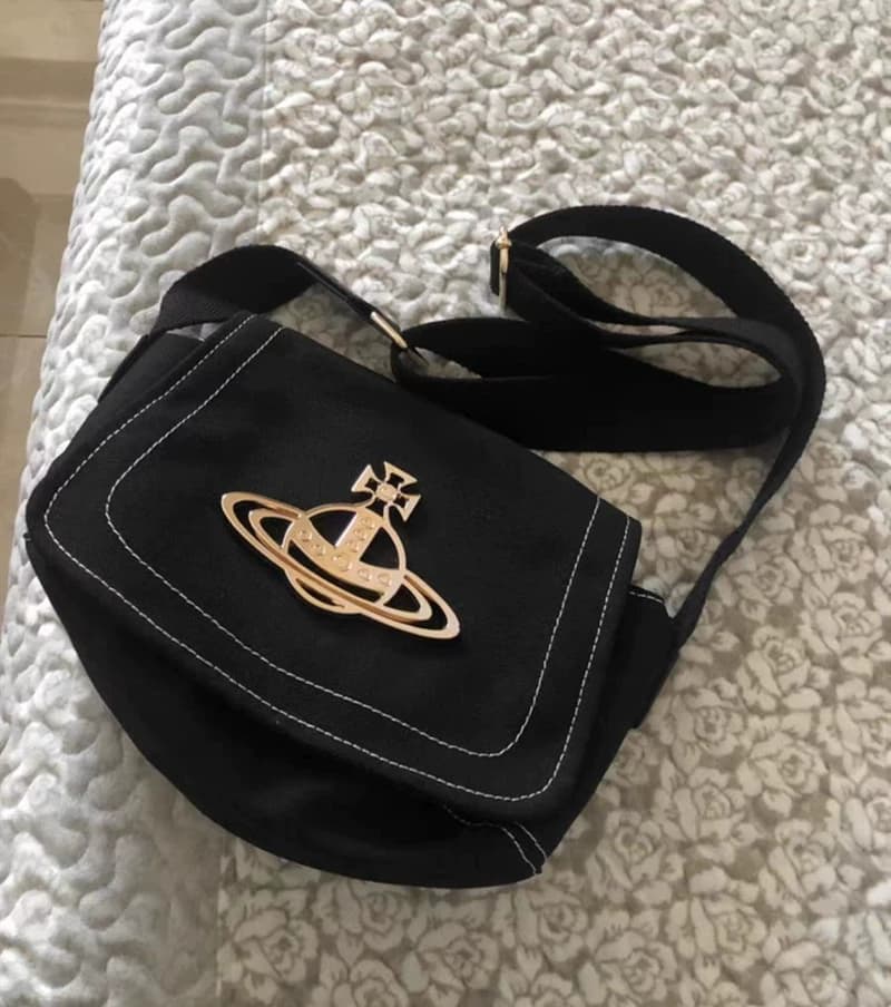Bolso de lona japonés de la Reina Madre, bolso grande de metal Saturno retro clásico, bolso de hombro unisex