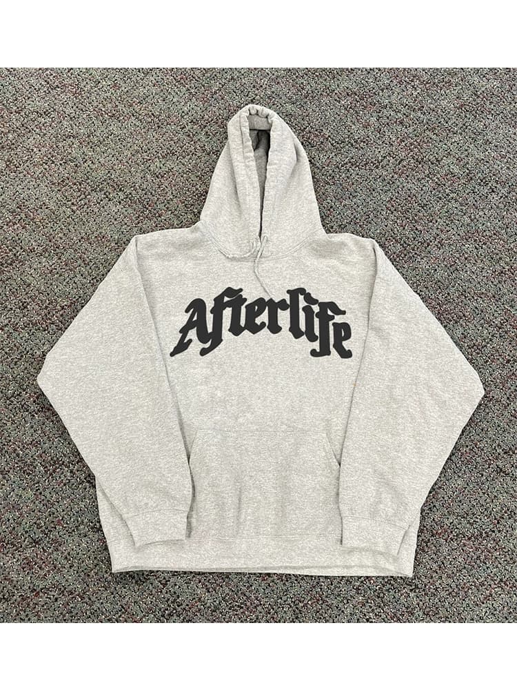 Angel letter print heavy hooded sweatshirt American retro street West Coast lazy style men and women couple tops