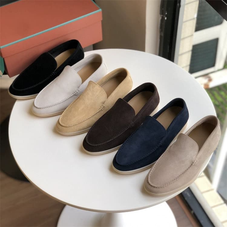 Pure original single shoes Italian sheep suede loafers flat casual slip-on men's shoes foreign trade