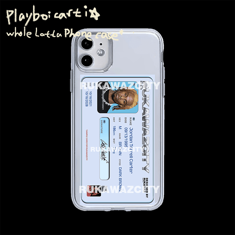 RUKAWAZ original playboi Carti's spoof ID photo is suitable for iPhone13 transparent mobile phone case